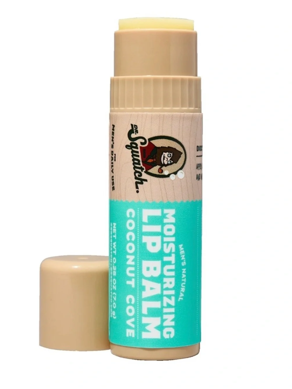 3 Dr. Squatch Coconut Cove Moisturizing Natural Lip Balm for Men, 0.25 oz
